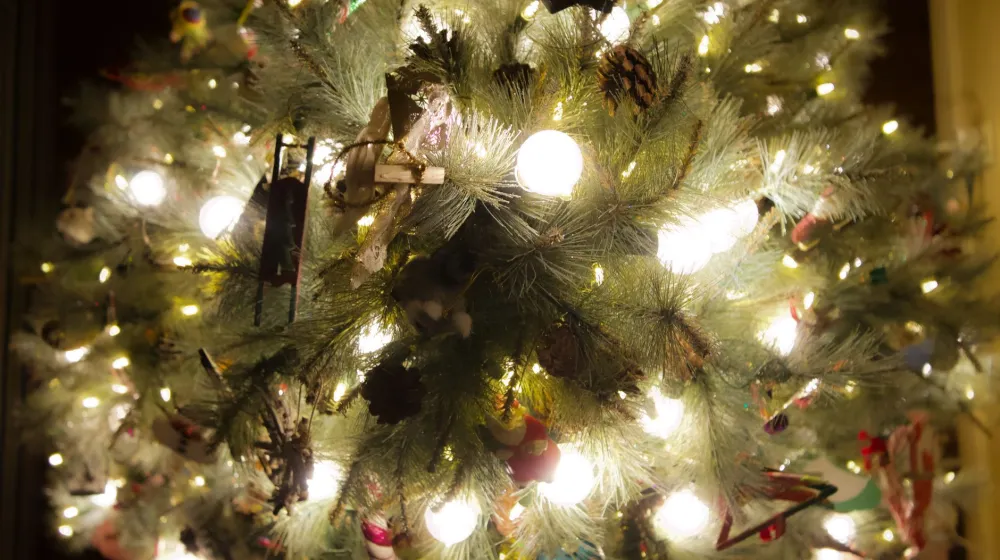 Árbol de Navidad decorado con luces